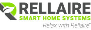 Rellaire Smart Home Systems logo with a green leaf icon and the tagline “Relax with Rellaire.”.